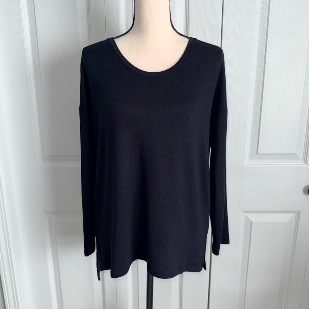 Banana Republic Black Long Sleeve Soft Knit Top Tunic Rayon Blend Small